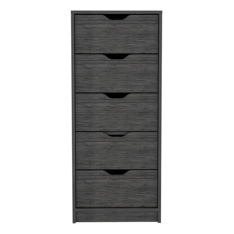 Cómoda Basilea Roble Gris 45x107.8cm con Cinco Cajones - Cajoneras y Comodas | Bylmo