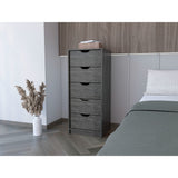 Cómoda Basilea Roble Gris 45x107.8cm con Cinco Cajones - Cajoneras y Comodas | Bylmo