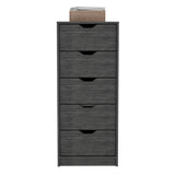 Cómoda Basilea Roble Gris 45x107.8cm con Cinco Cajones - Cajoneras y Comodas | Bylmo