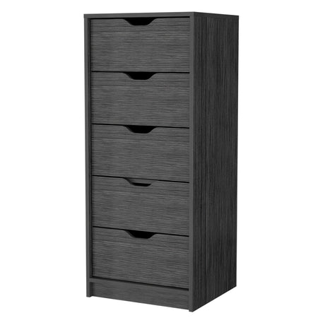 Cómoda Basilea Roble Gris 45x107.8cm con Cinco Cajones - Cajoneras y Comodas | Bylmo