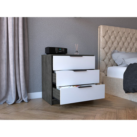 Cómoda Kaia Roble Gris 70x68.7cm Con Tres Cajones - Cajoneras y Comodas | Bylmo