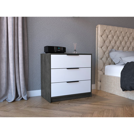 Cómoda Kaia Roble Gris 70x68.7cm Con Tres Cajones - Cajoneras y Comodas | Bylmo