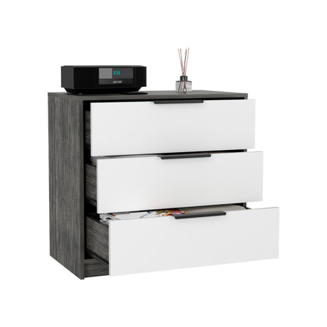 Cómoda Kaia Roble Gris 70x68.7cm Con Tres Cajones - Cajoneras y Comodas | Bylmo