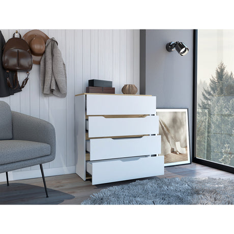 Cómoda Zoe Blanca Nevado 80x89cm con Cuatro Cajones - Cajoneras y Comodas | Bylmo