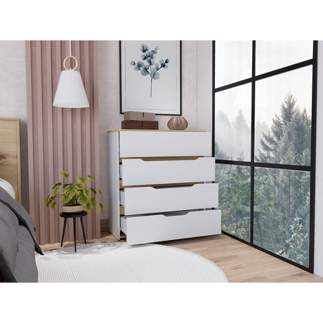 Cómoda Zoe Blanca Nevado 80x89cm con Cuatro Cajones - Cajoneras y Comodas | Bylmo