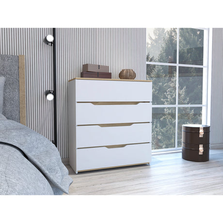 Cómoda Zoe Blanca Nevado 80x89cm con Cuatro Cajones - Cajoneras y Comodas | Bylmo