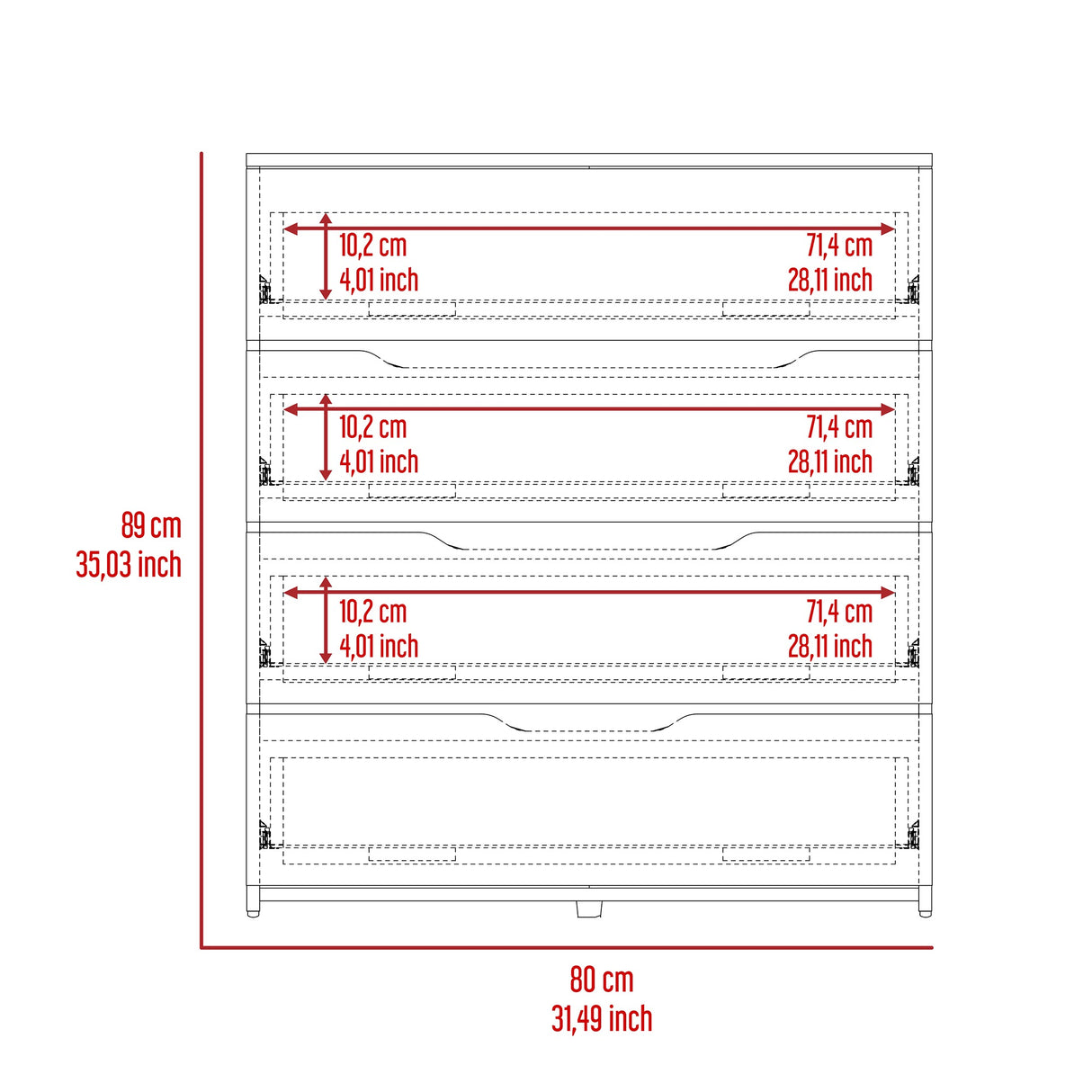 Cómoda Zoe Wengue 80x89cm con Tres Cajones - CAJONERAS Y COMODAS | Bylmo