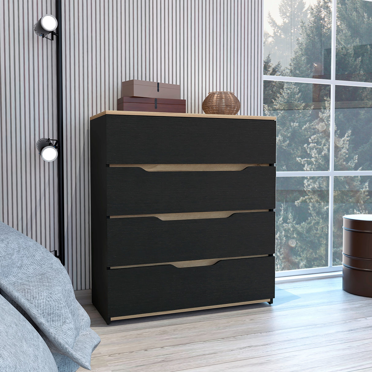 Cómoda Zoe Wengue 80x89cm con Tres Cajones - CAJONERAS Y COMODAS | Bylmo