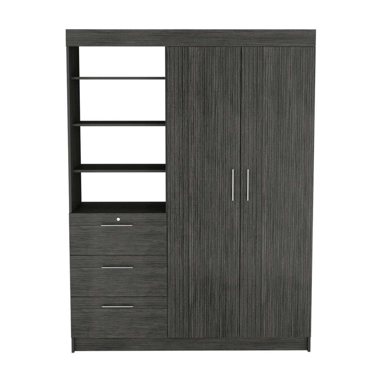 Closet Kenya Roble Gris 150x200.75cm con Tres Cajones - Closets | Bylmo