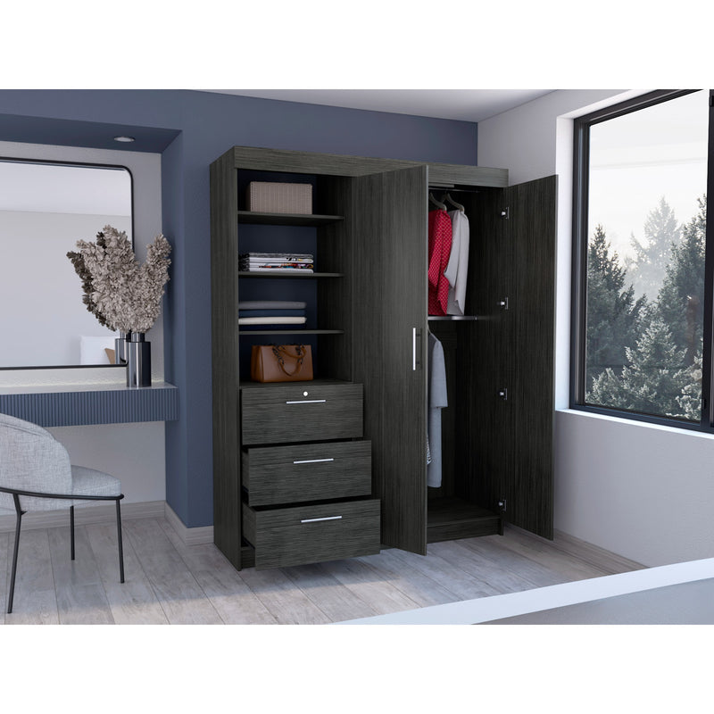 Closet Kenya Roble Gris 150x200.75cm Con Tres Cajones