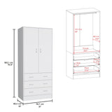 Closet Taly Blanco 78.7x180.1cm con Tres Cajones - Closets | Bylmo