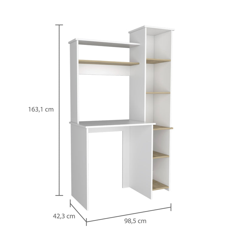 Centro De Computo Heinrich Duna Con Blanco 98.5x163.1cm Con Organizador De Libros