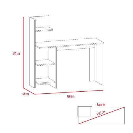 Escritorio Vilna Wengue 120x120.6cm con Organizador de Libros - Escritorios | Bylmo