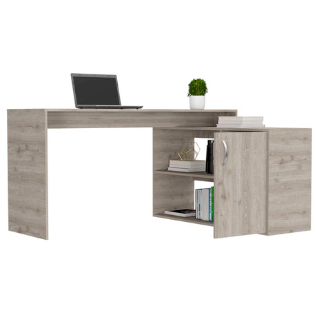 Escritorio Axis Ceniza 151.5x76.5cm con Organizador de Libros - ESCRITORIOS | Bylmo