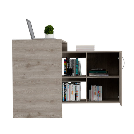 Escritorio Axis Ceniza 151.5x76.5cm con Organizador de Libros - ESCRITORIOS | Bylmo