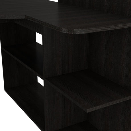 Escritorio en L Masai Wengue 131.5x110.6cm con Organizador de Libros - Escritorios | Bylmo