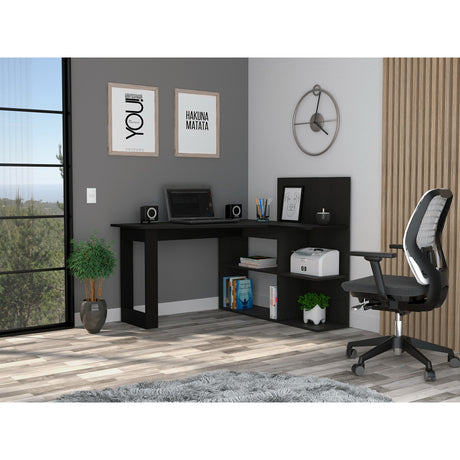 Escritorio en L Masai Wengue 131.5x110.6cm con Organizador de Libros - Escritorios | Bylmo