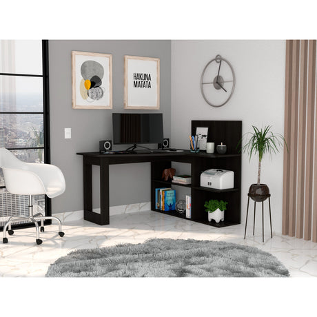 Escritorio en L Masai Wengue 131.5x110.6cm con Organizador de Libros - Escritorios | Bylmo