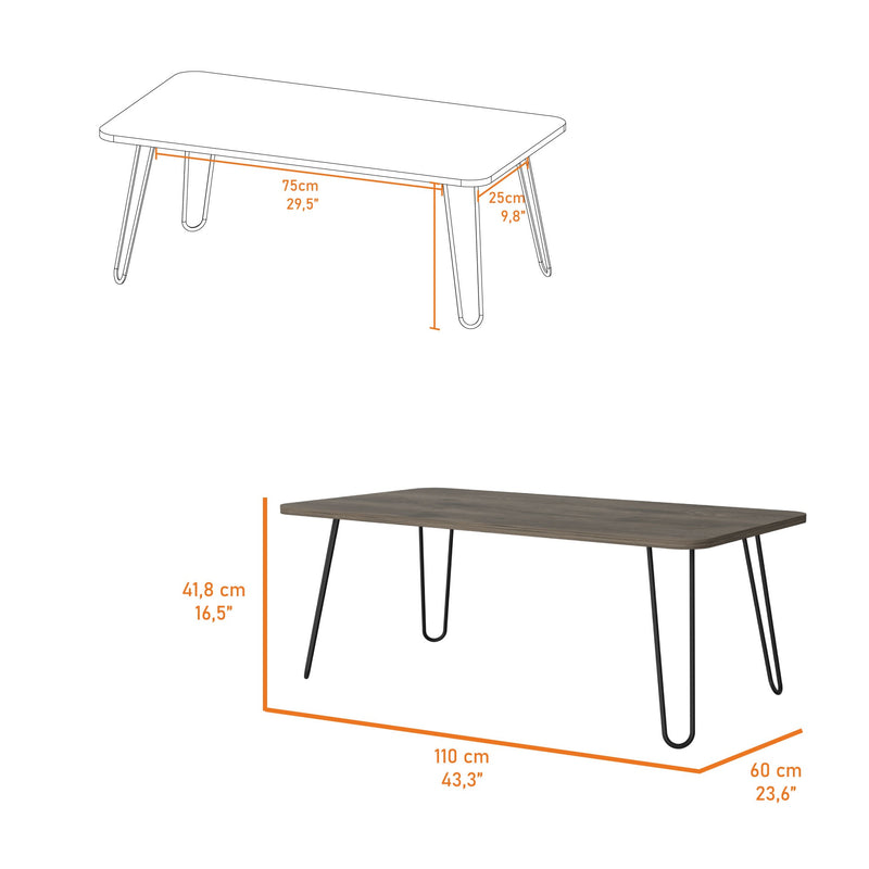 Mesa De Centro Andorra Bellota 110x41.8cm Con Patas