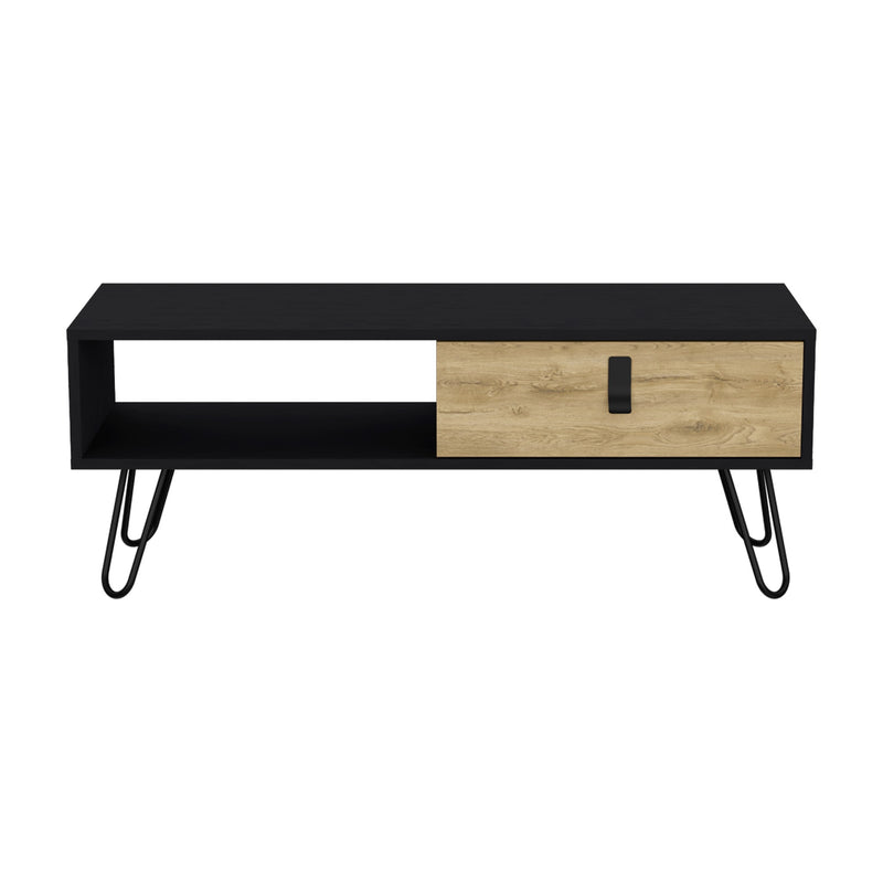 Mesa De Centro Huna Wengue 104x40.4 Cm Con Compartimento