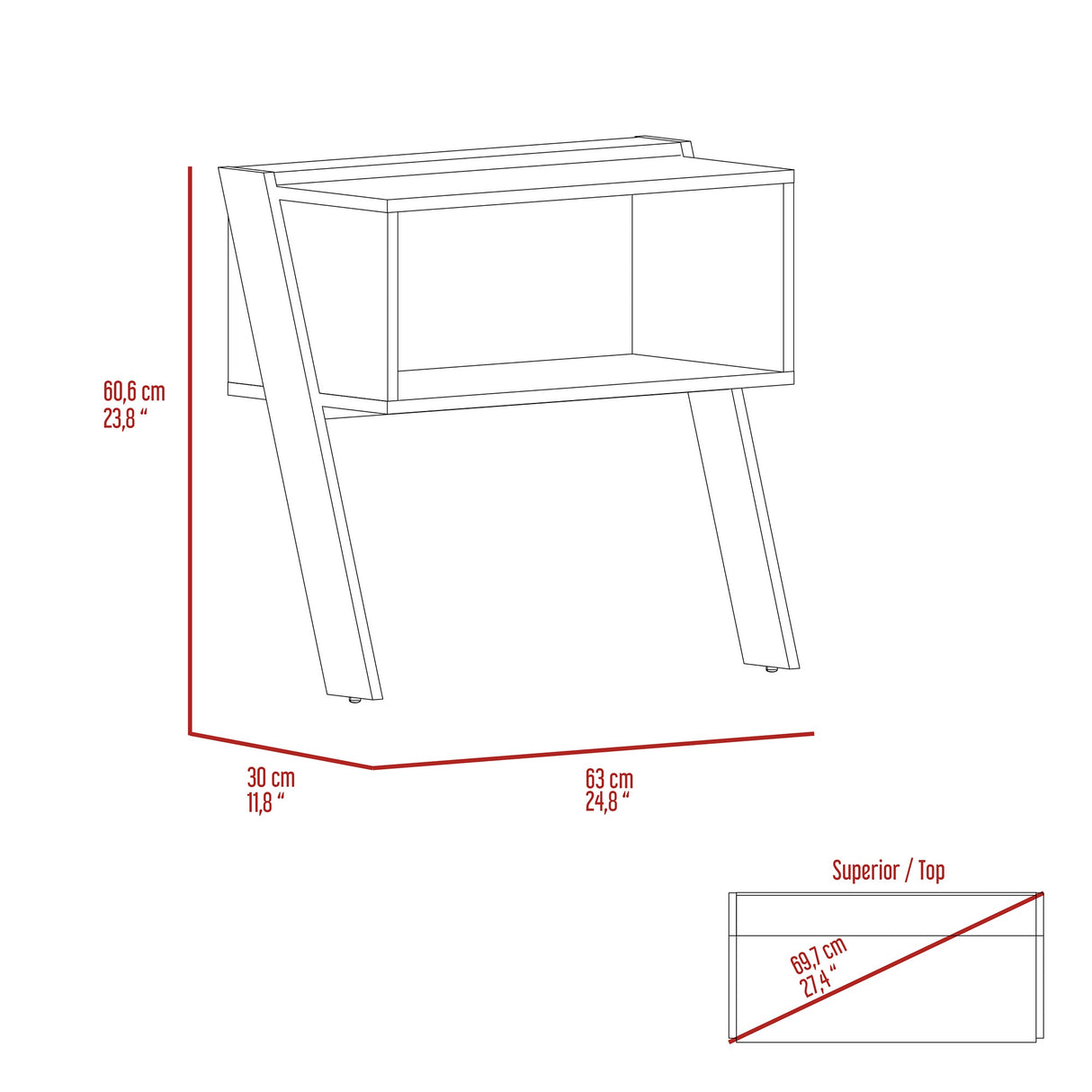 Mesa de Noche Aira Duna 63x30.6cm con Un Compartimiento - Mesas de Noche | Bylmo