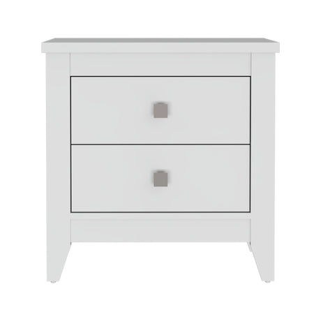 Mesa de Noche Amara Blanca 60x61.6 cm con Dos Cajones - Mesas de Noche | Bylmo