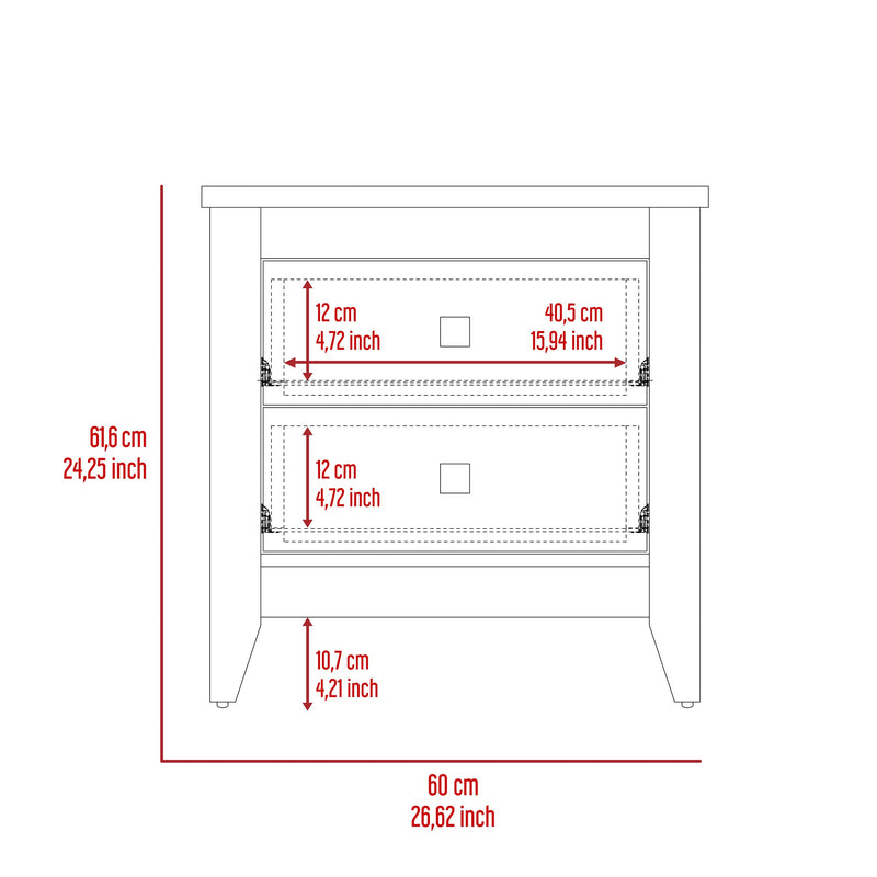 Mesa De Noche Amara Blanca 60x61.6 Cm Con Dos Cajones