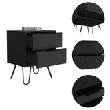Mesa de Noche Augusta Wengue 45x57cm con Dos Cajones - Mesas de Noche | Bylmo