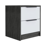 Mesa de Noche Kaia Roble Gris 41x48cm con Dos Cajones - Mesas de Noche | Bylmo