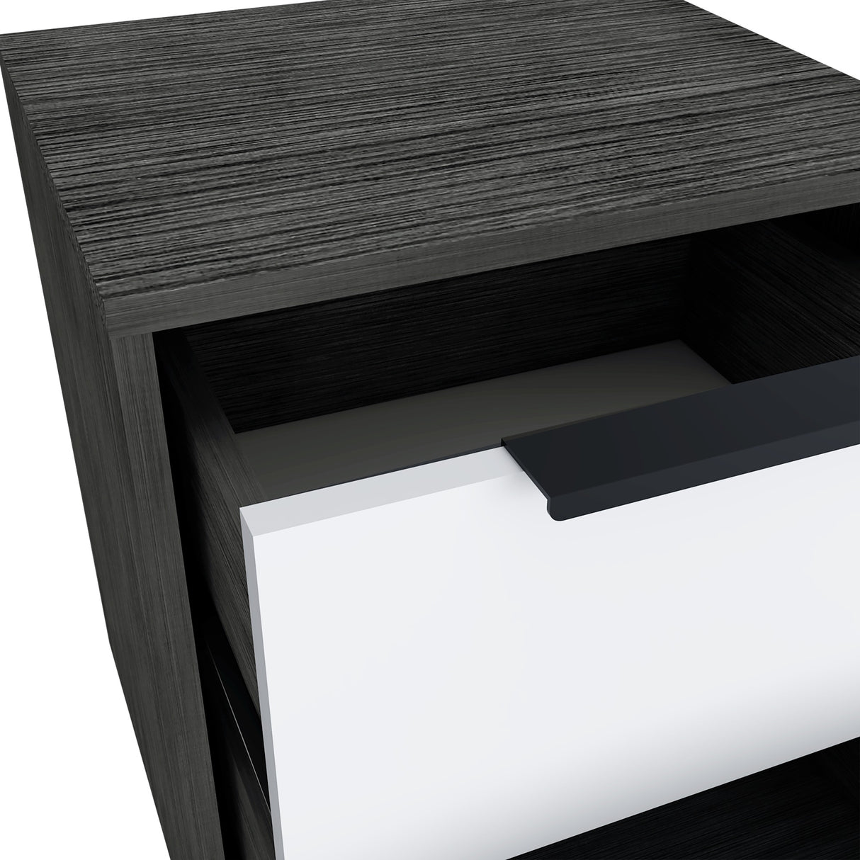 Mesa de Noche Kaia Roble Gris 41x48cm con Dos Cajones - Mesas de Noche | Bylmo