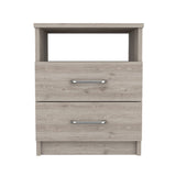 Mesa de Noche Nápoles Ceniza 40.7x50.6cm con Dos Cajones - Mesas de Noche | Bylmo