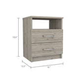 Mesa de Noche Nápoles Ceniza 40.7x50.6cm con Dos Cajones - Mesas de Noche | Bylmo