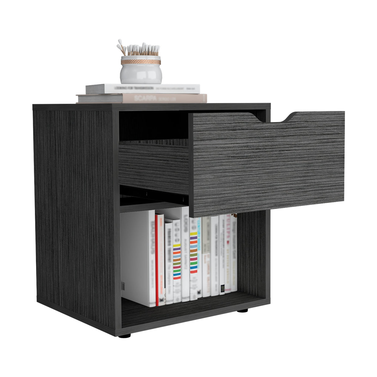 Mesa de Noche Aberdeen Gris 43.2x50cm con Un Cajón - Mesas de Noche | Bylmo