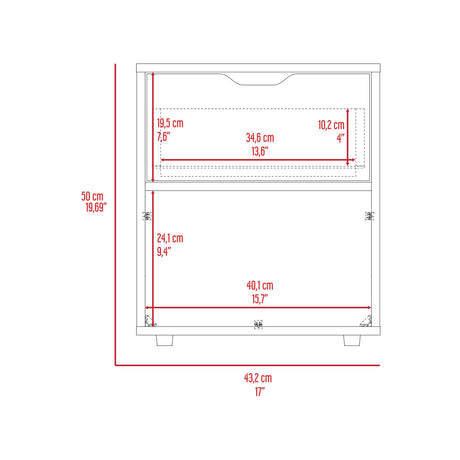 Mesa de Noche Aberdeen Wengue 43.2x50cm con Un Cajón - Mesas de Noche | Bylmo