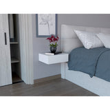 Mesa de Noche Milano Blanco 40x13cm Flotante con Un Cajón - Mesas de Noche | Bylmo