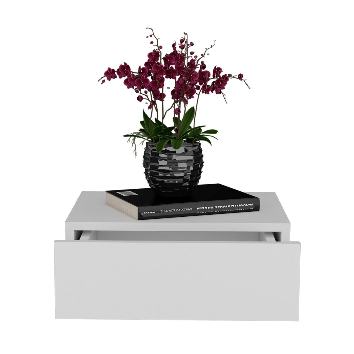 Mesa de Noche Milano Blanco 40x13cm Flotante con Un Cajón - Mesas de Noche | Bylmo