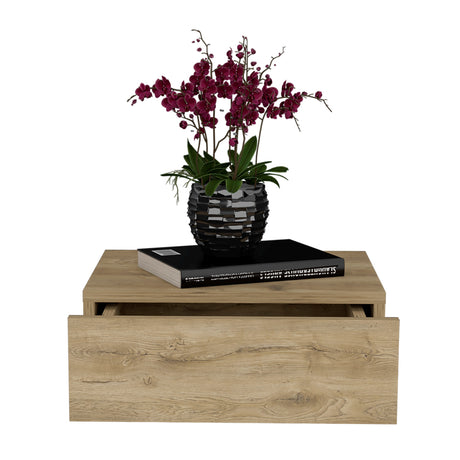 Mesa de Noche Milano Macadamia 40x13cm Flotante con Un Cajón - Mesas de Noche | Bylmo
