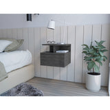 Mesa de Noche Sleep V Roble Gris 35.6x29.5 cm Flotante con Un Cajón - Mesas de Noche | Bylmo