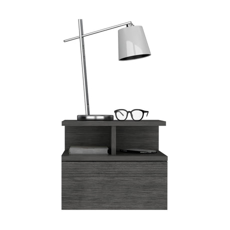 Mesa de Noche Sleep V Roble Gris 35.6x29.5 cm Flotante con Un Cajón - Mesas de Noche | Bylmo