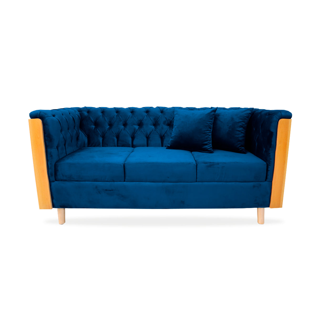 Sofá Steiner Azul Petróleo 210x80cm Con Dos Cojines - Sofas y Poltronas | Bylmo