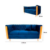 Sofá Steiner Azul Petróleo 210x80cm Con Dos Cojines - Sofas y Poltronas | Bylmo
