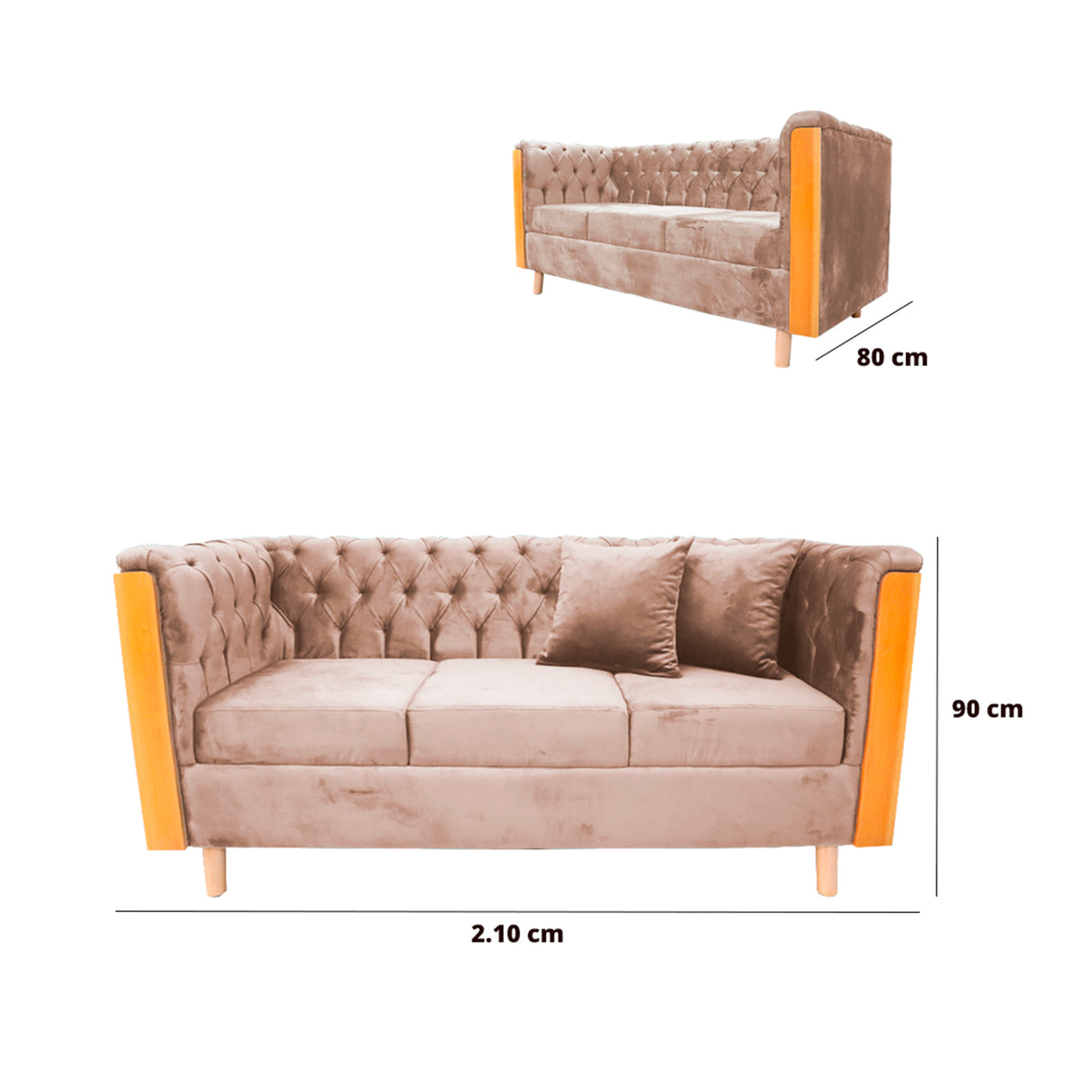 Sofá Steiner Camel 210x80cm Con Dos Cojines - Sofas y Poltronas | Bylmo