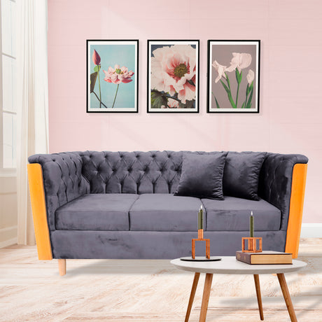 Sofá Steiner Gris 210x80cm Con Dos Cojines - Sofas y Poltronas | Bylmo