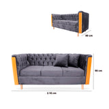 Sofá Steiner Gris 210x80cm Con Dos Cojines - Sofas y Poltronas | Bylmo