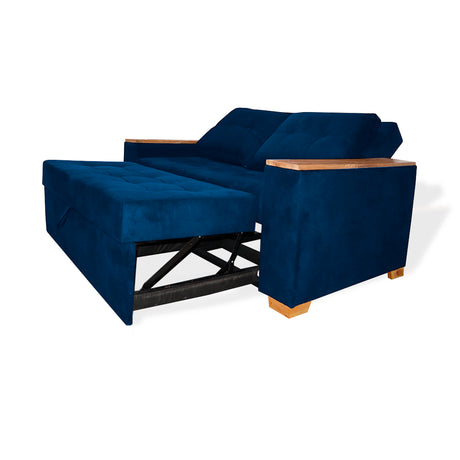 Sofá Cama Weber Azul Petróleo 180x90cm con Cuatro Cojines - Sofas y Poltronas | Bylmo