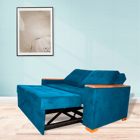 Sofá Cama Weber Turquesa 180x90cm con Cuatro Cojines - Sofas y Poltronas | Bylmo