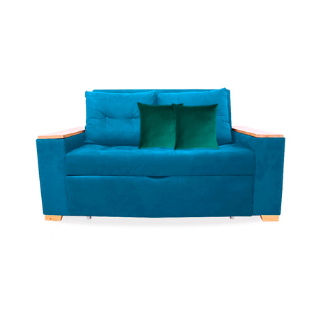 Sofá Cama Weber Turquesa 180x90cm con Cuatro Cojines - Sofas y Poltronas | Bylmo