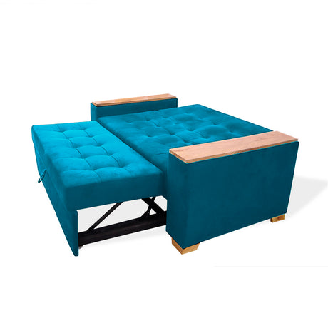 Sofá Cama Weber Turquesa 180x90cm con Cuatro Cojines - Sofas y Poltronas | Bylmo