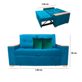 Sofá Cama Weber Turquesa 180x90cm con Cuatro Cojines - Sofas y Poltronas | Bylmo
