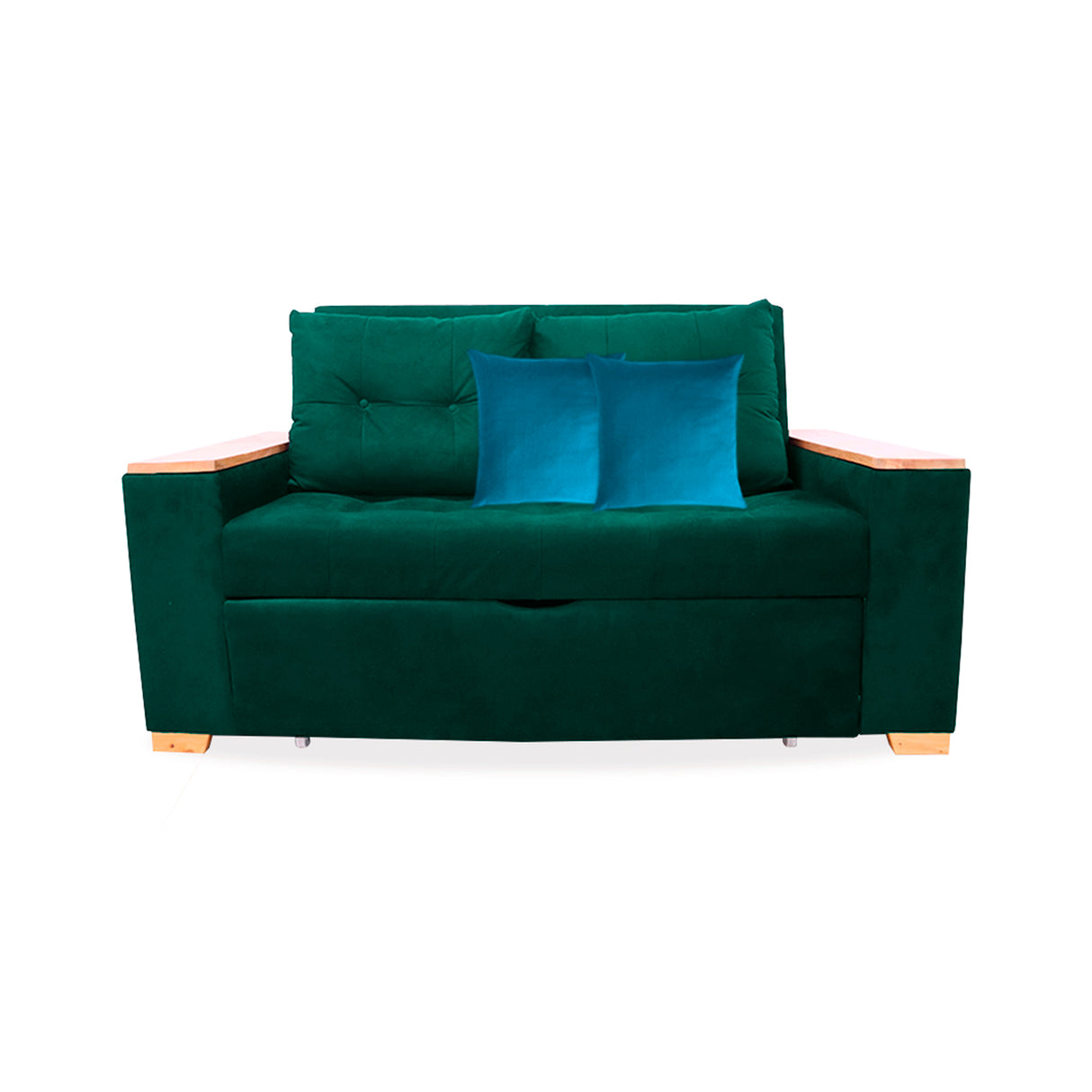 Sofá Cama Weber Verde 180x90cm con Cuatro Cojines - Sofas y Poltronas | Bylmo